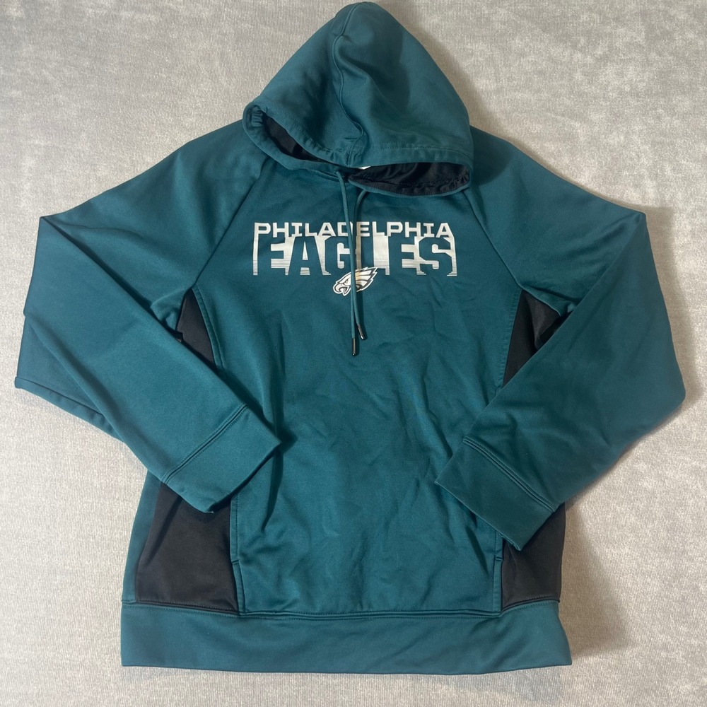 NFL Team Apparel Philadelphia Eagles Hoodie Mens Medium Green Black Sweatshirt
